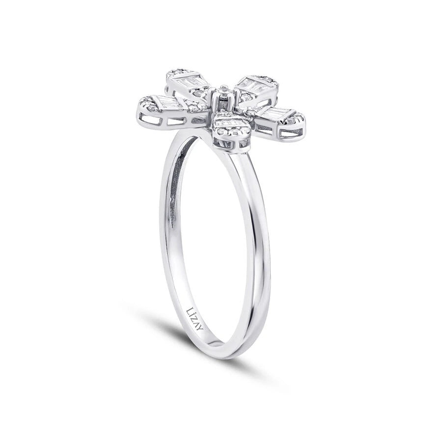 0.23 Carat Diamond Baguette Flower Ring