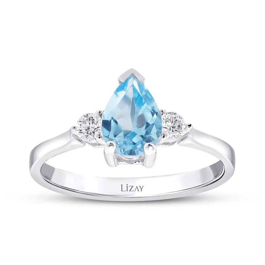 0.92 Carat Diamond Blue Topaz Ring