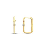 Gold Oval Side Stone Hoop Earrings