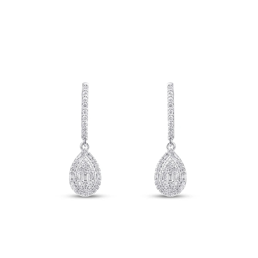 0.47 Carat Diamond Pear Baguette Earrings