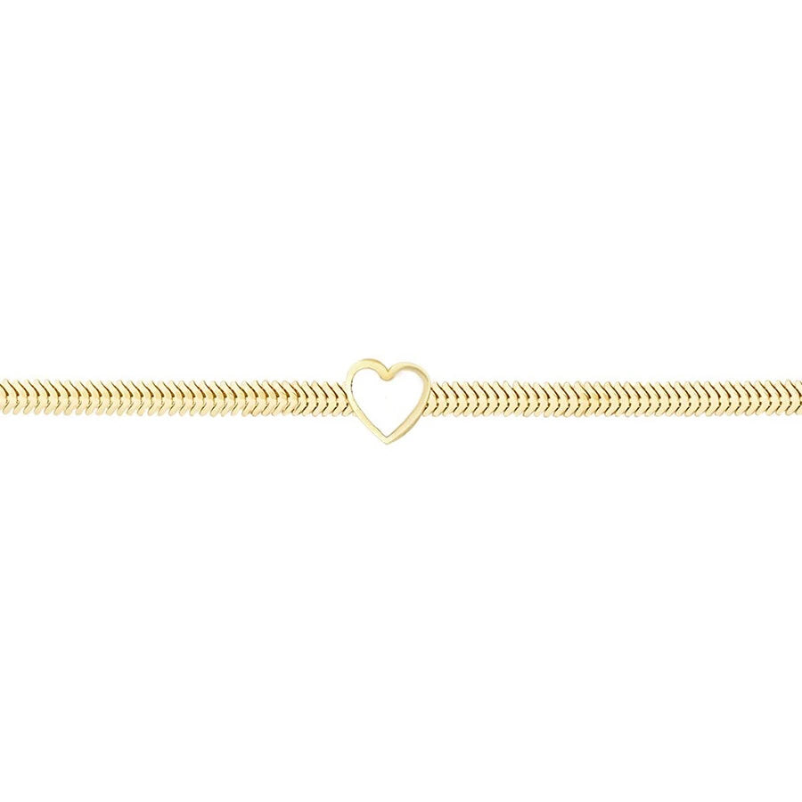 Gold Heart-Shaped Fishbone Chain Bracelet