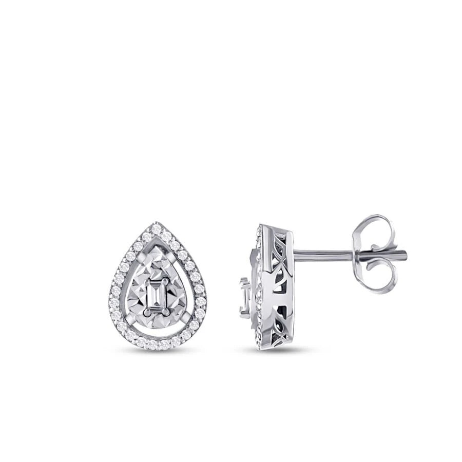 0.21 Carat Diamond Pear Baguette Earrings