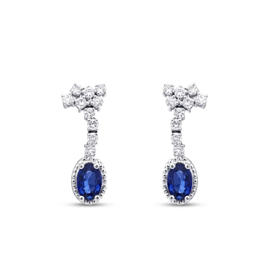 1.44 Carat Diamond Sapphire Earrings
