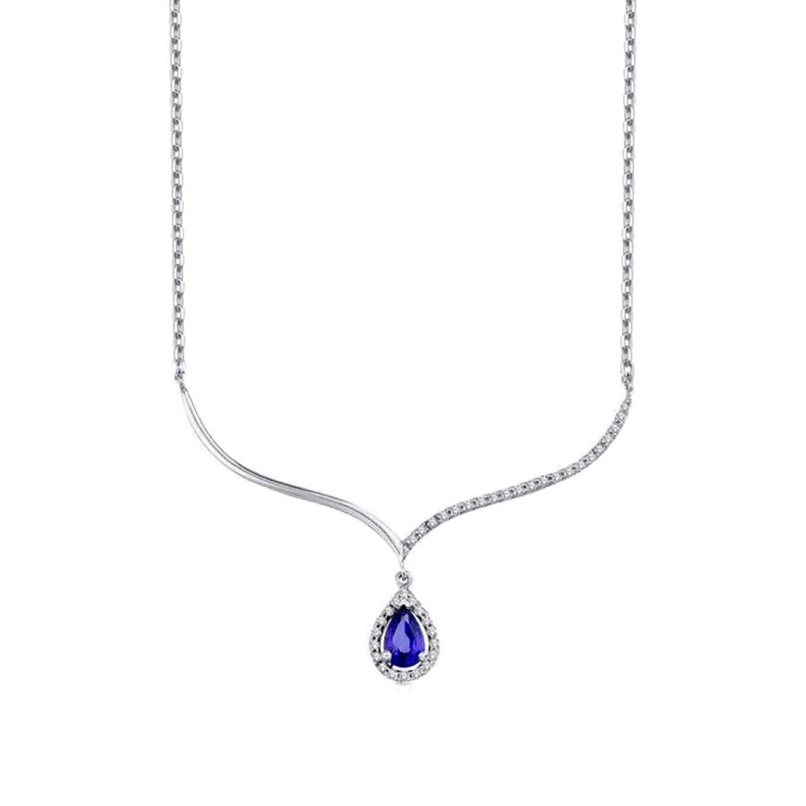 0.78 Carat Diamond Pear Sapphire Necklace