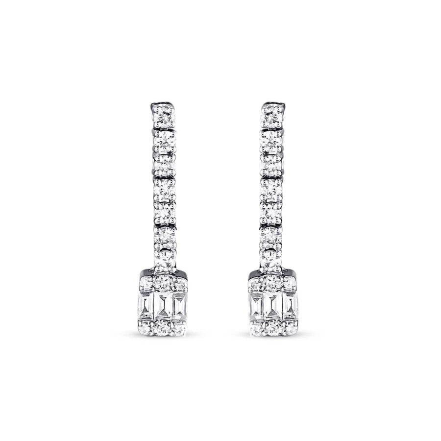 0.43 Carat Diamond Baguette Earrings