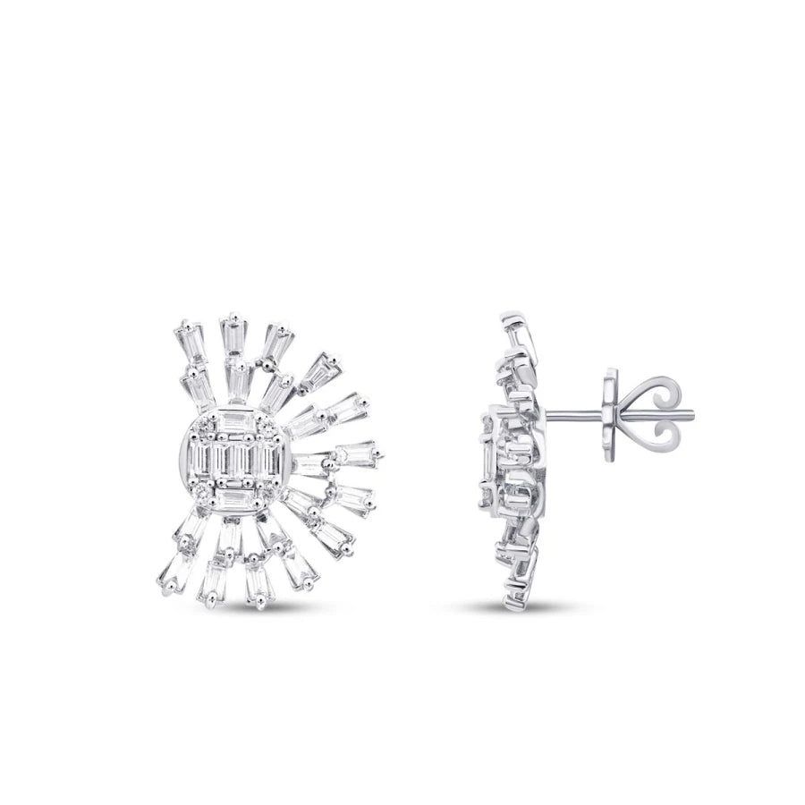 1.42 Carat Diamond Baguette Earrings