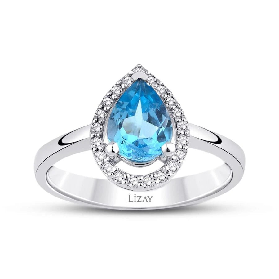 1.27 Carat Diamond Blue Topaz Ring