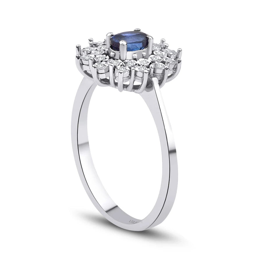 0.57 Carat Diamond Sapphire Ring