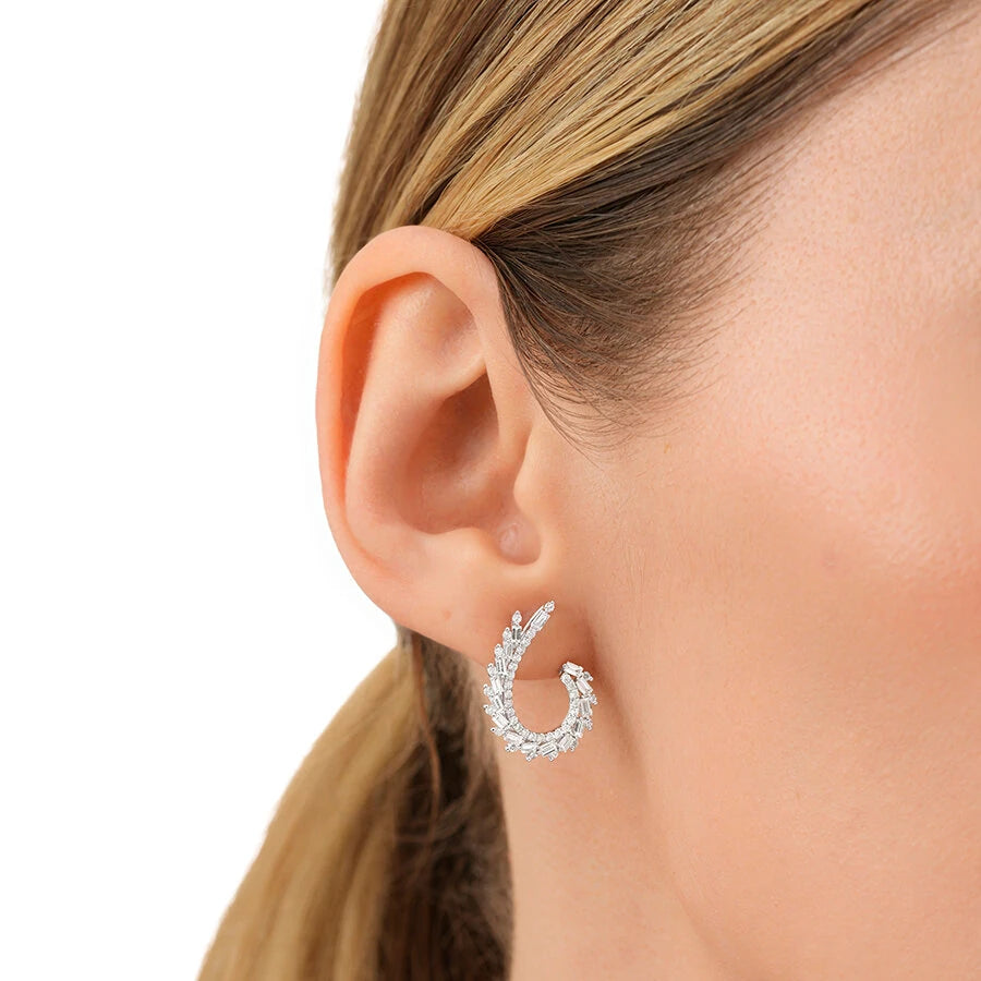 1.12 Carat Diamond Baguette Earrings