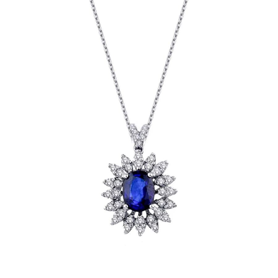 1.54 Carat Diamond Sapphire Necklace