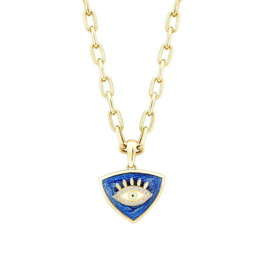 Gold Enamel Evil Eye Medallion Necklace