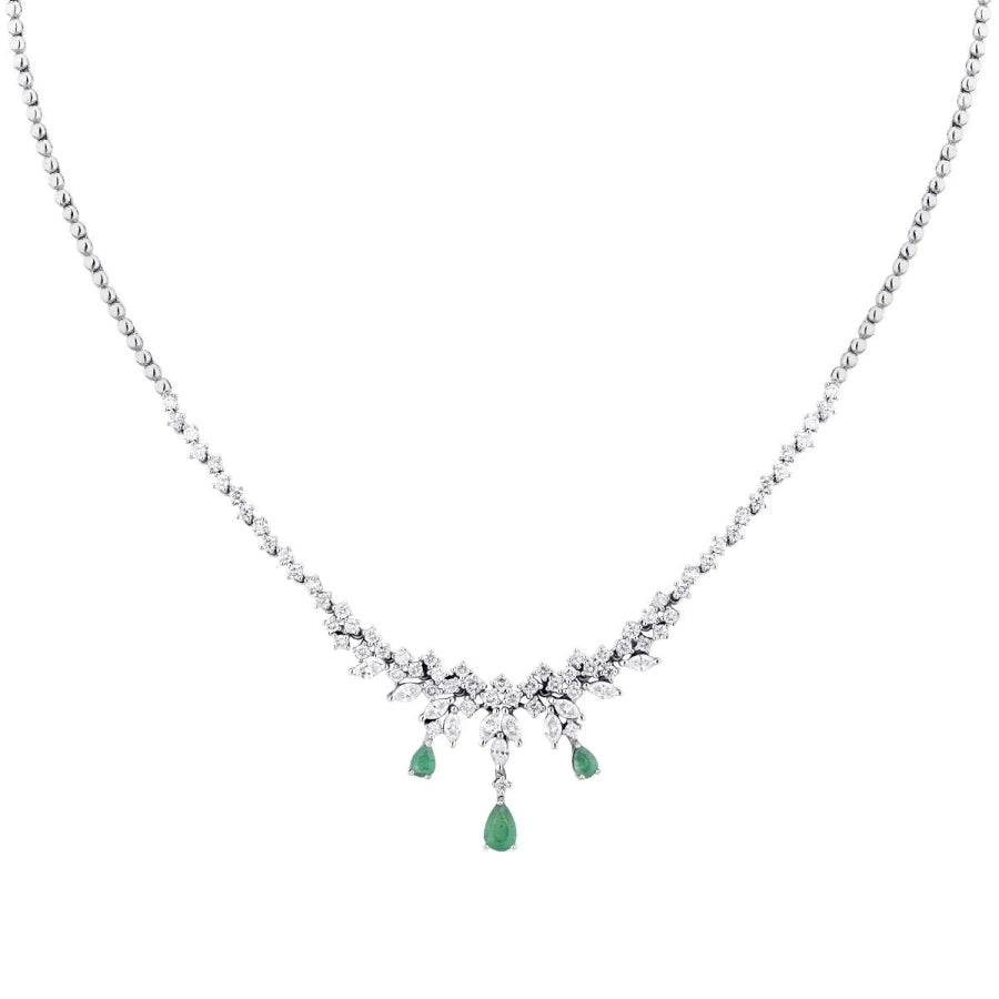 2.89 Carat Diamond Emerald Neckband