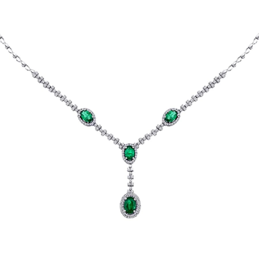 2.84 Carat Diamond Emerald Neckband