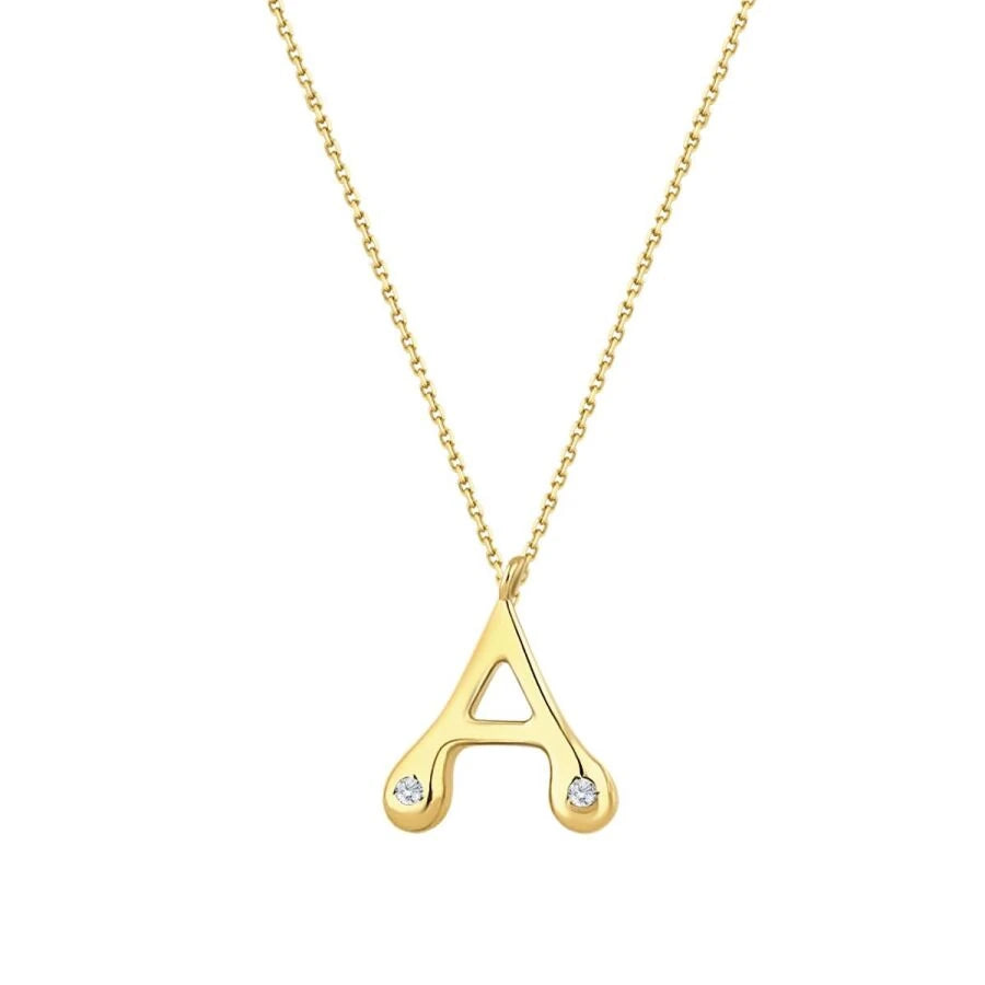 0.04 Carat Diamond A Letter Necklace