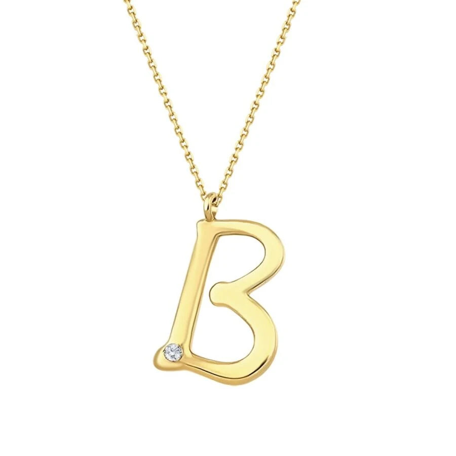 0.02 Carat Diamond B Letter Necklace