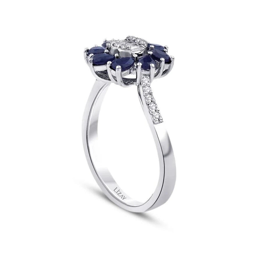 1.26 Carat Diamond Sapphire Ring