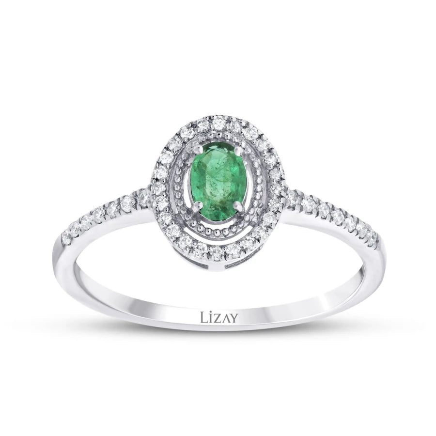 0.31 Carat Diamond Emerald Ring