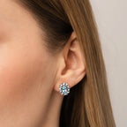 1.21 Carat Diamond Blue Topaz Earrings