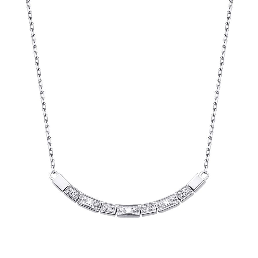0.16 Carat Diamond Baguette Necklace