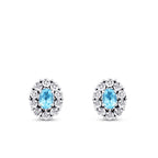 1.21 Carat Diamond Blue Topaz Earrings