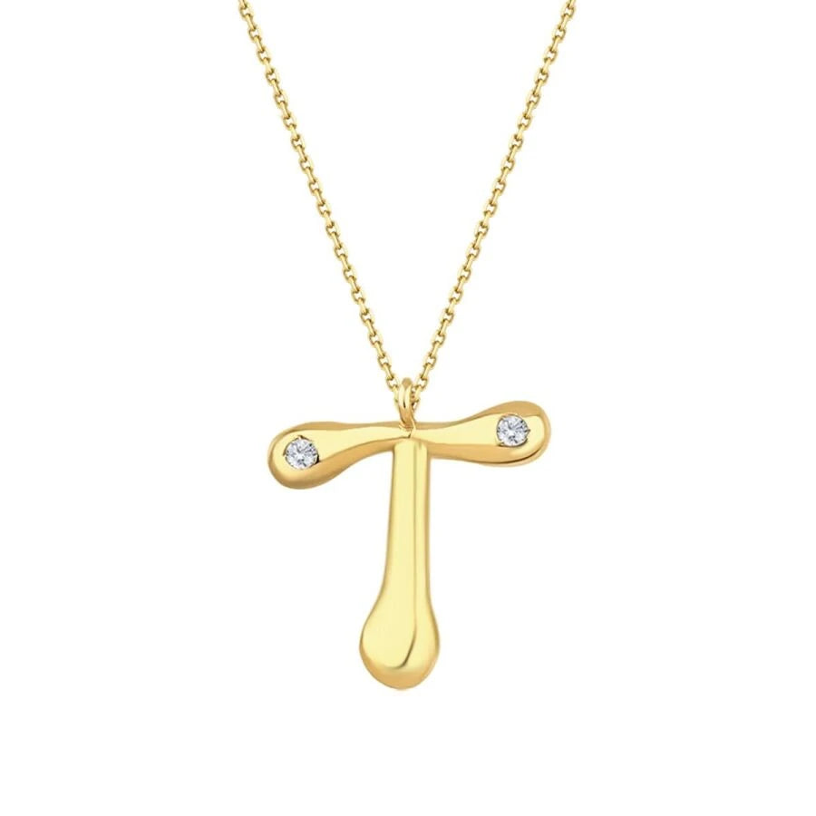 0.04 Carat Diamond T Letter Necklace