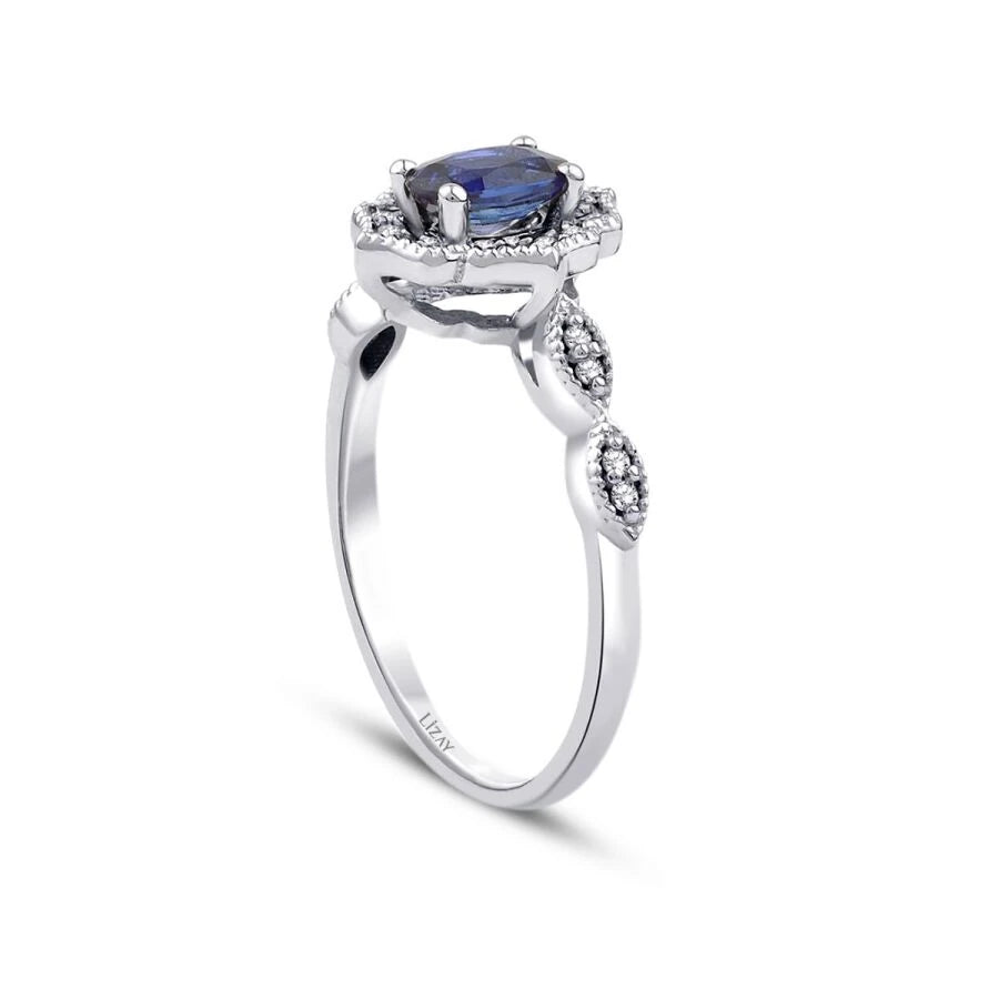 0.71 Carat Diamond Sapphire Ring