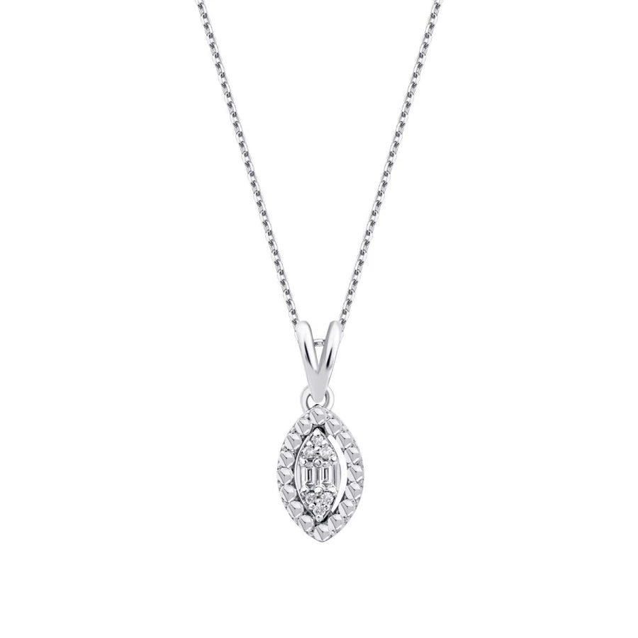 0.05 Carat Diamond Pear Baguette Necklace