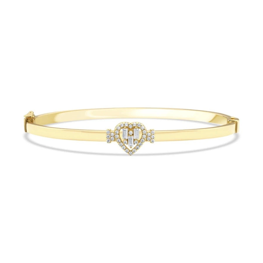 Gold Heart Baguette Bangle