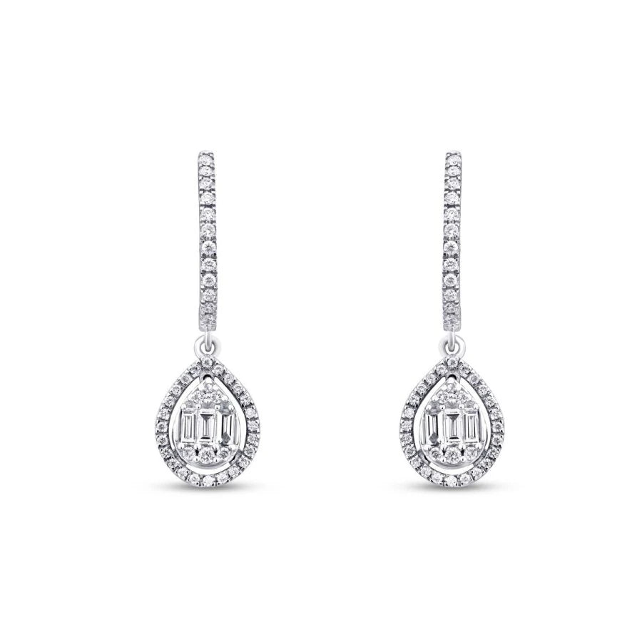 0.43 Carat Diamond Pear Baguette Earrings