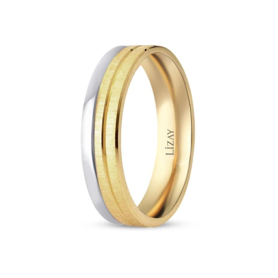 Gold Two-Tone Modern Wedding Band