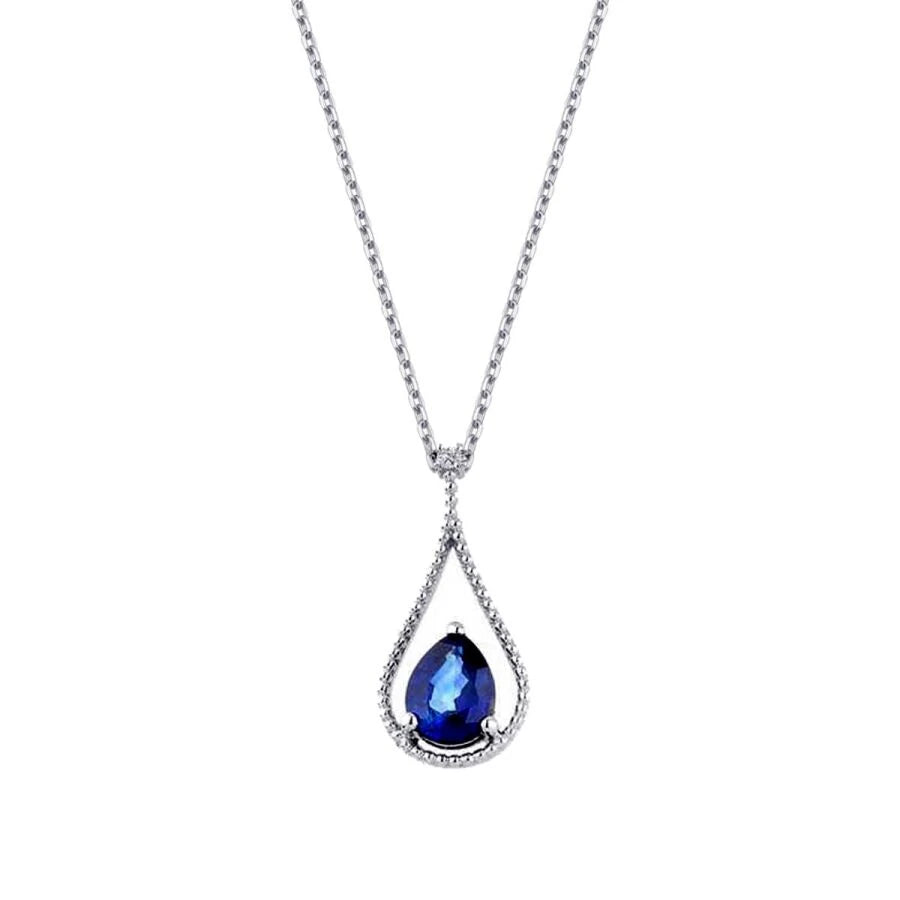 1.98 Carat Diamond Pear Sapphire Necklace