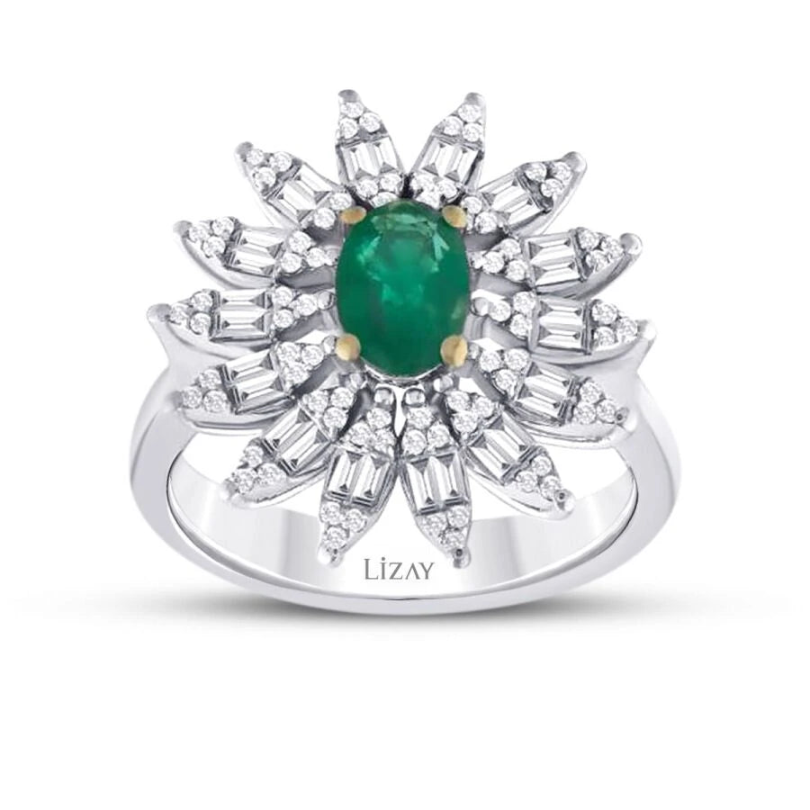 1.25 Carat Diamond Emerald Ring
