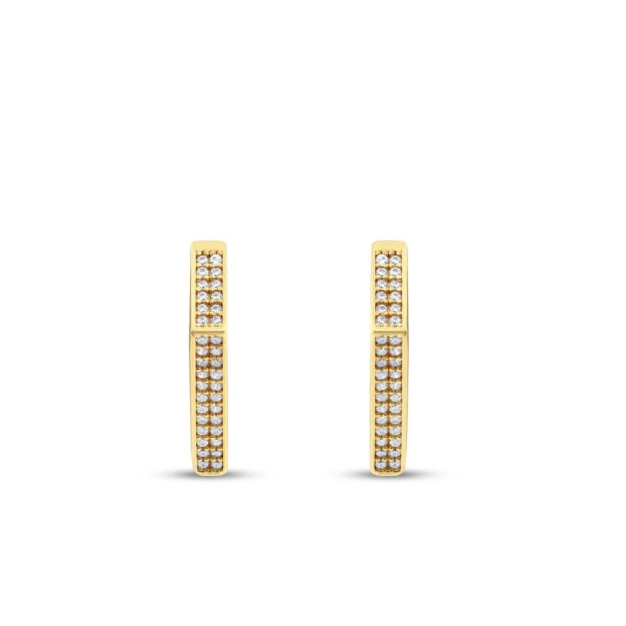 Gold Stone Triangle Earrings