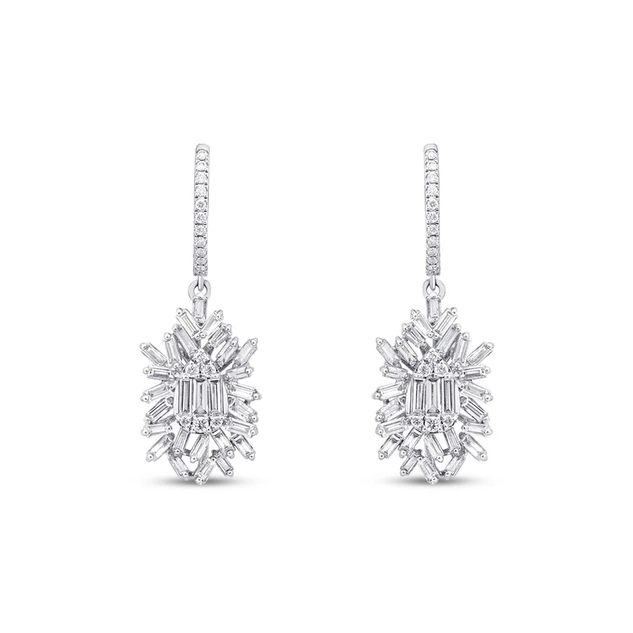 1.36 Carat Diamond Baguette Earrings
