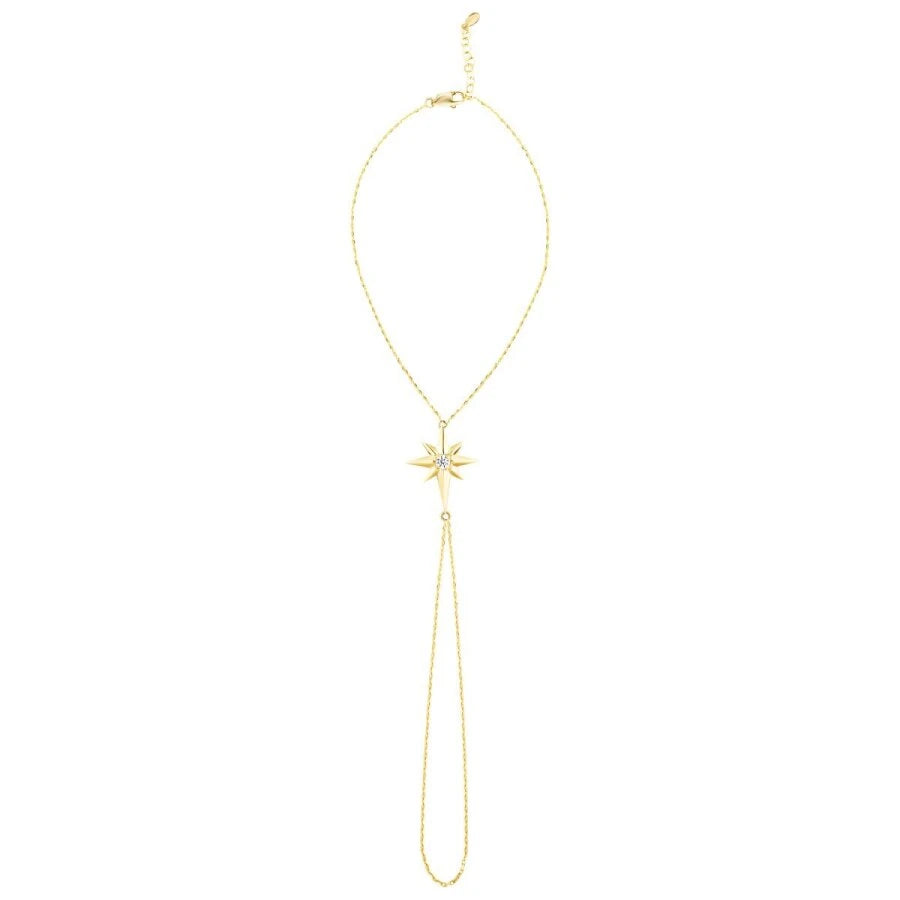 Gold North Star Hand Chain Bracelet