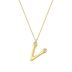 0.04 Carat Diamond V Letter Necklace