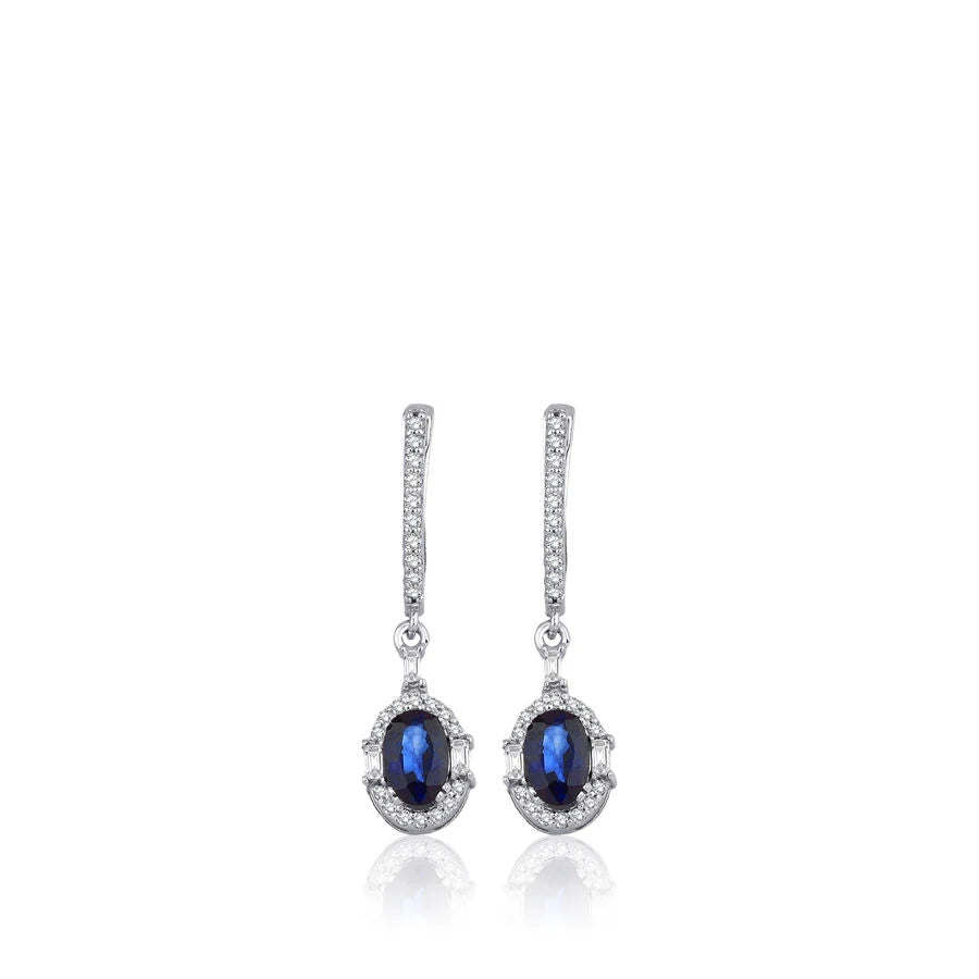 1.40 Carat Diamond Sapphire Earrings