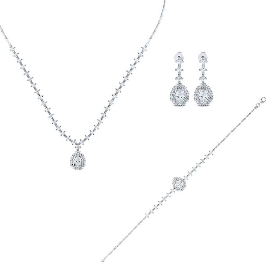 Gold Pear Stone Wedding Set