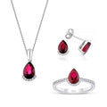 4.24 Carat Diamond Pear Ruby Set