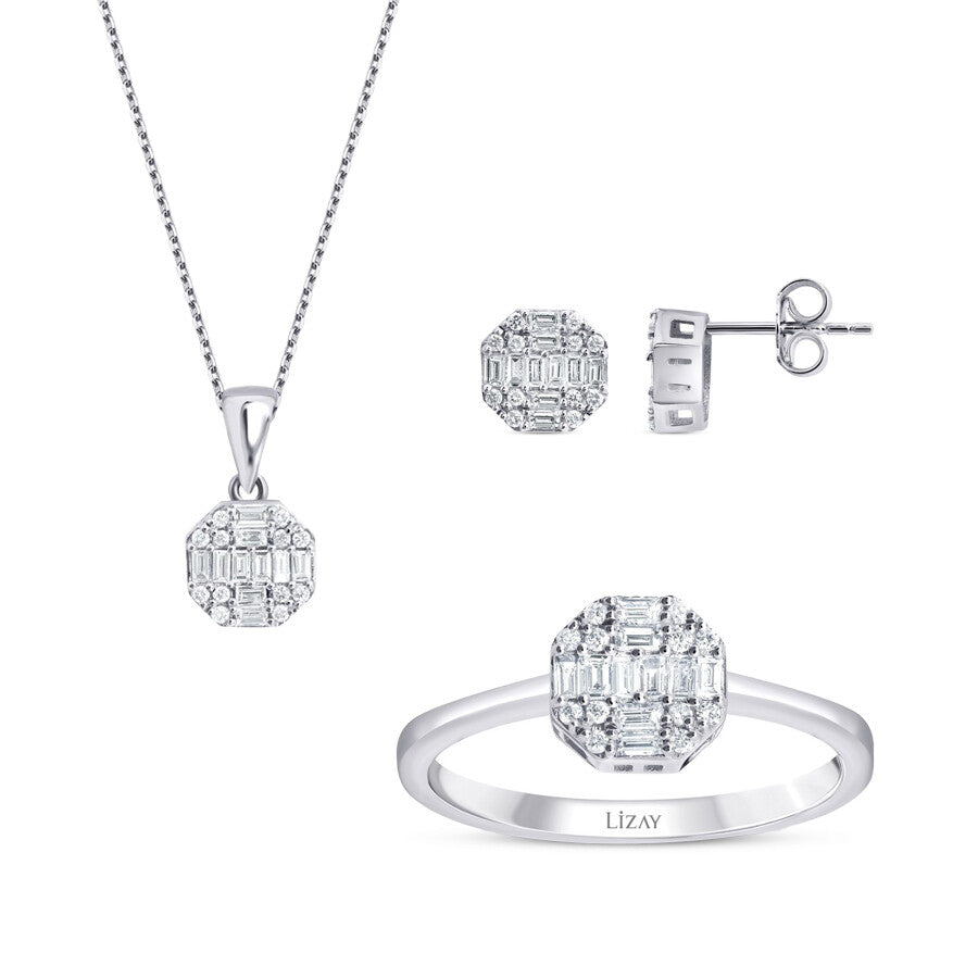0.87 Carat Diamond Baguette Round Set