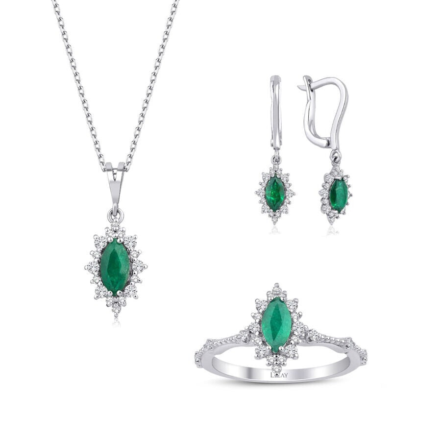 2.04 Carat Diamond Emerald Set