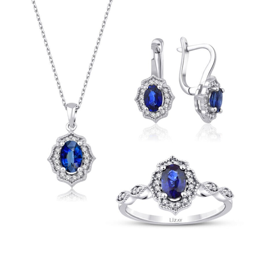 2.54 Carat Diamond Sapphire Set