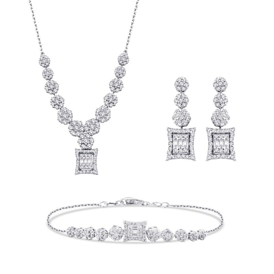 1.58 Carat Diamond Baguette Flower Set