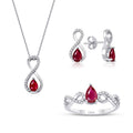 2.72 Carat Diamond Pear Ruby Set