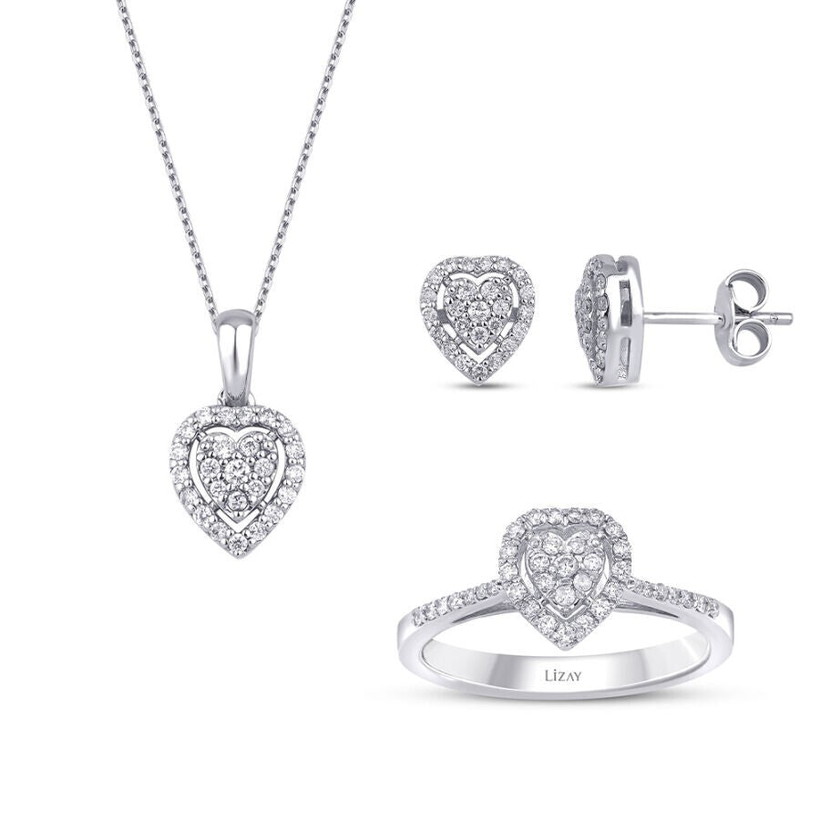 0.74 Carat Diamond Heart Set