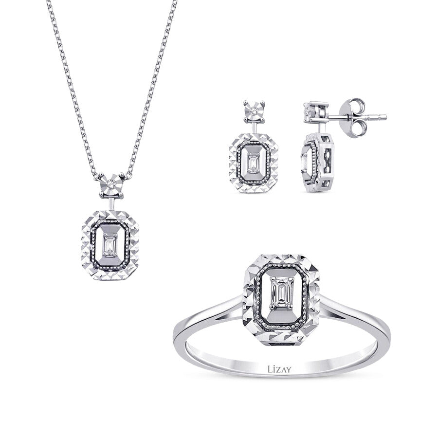 0.18 Carat Diamond Effect Baguette Set
