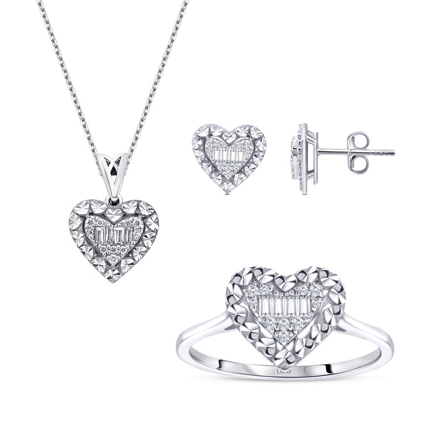0.40 Carat Diamond Baguette Heart Set