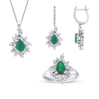 3.91 Carat Diamond Emerald Set