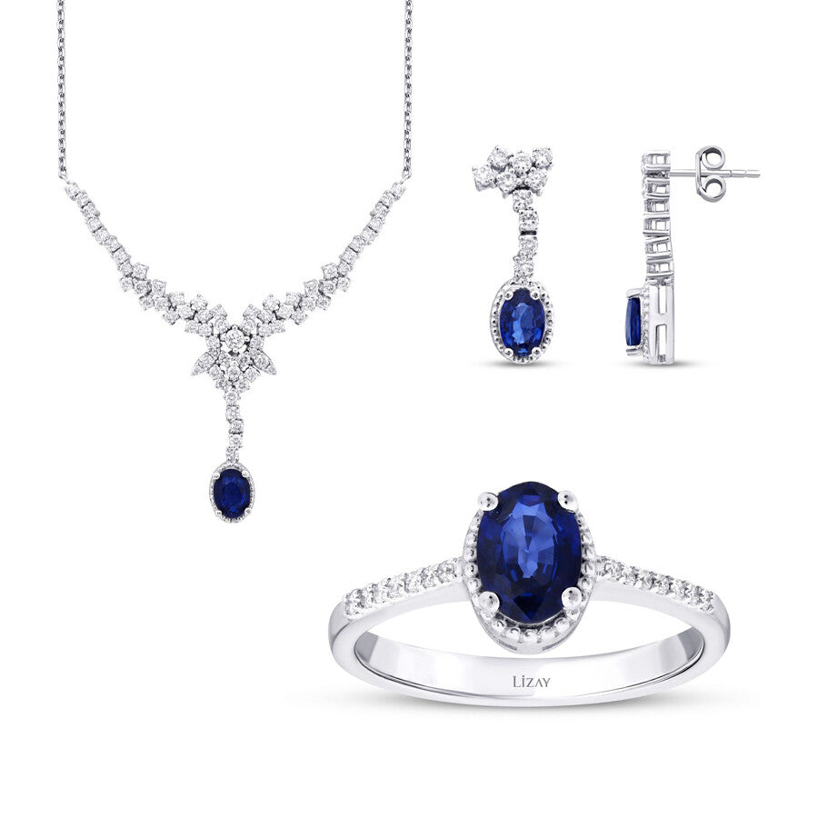 4.64 Carat Diamond Sapphire Set
