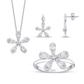 0.96 Carat Diamond Baguette Flower Set